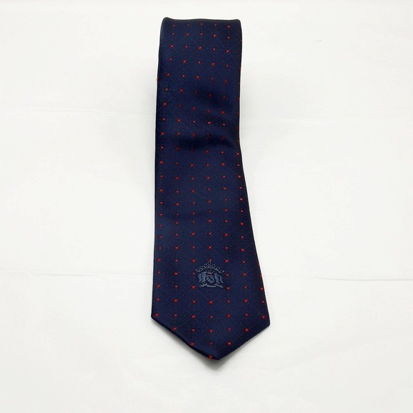 Vintage Oleg Cassini Burma Tie Designer Mens Blue Navy Business Office - Picture 1 of 5